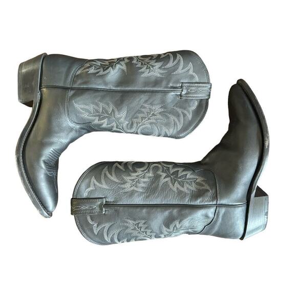 TONY LAMA MEN'S STALLION LEATHER AMERICANA WESTERN BOOTS 8.5EE Black Xtra- Wide - Picture 5 of 12